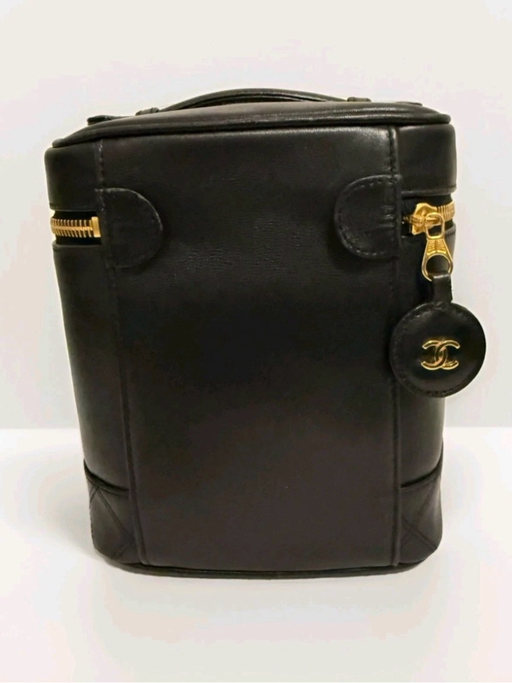 🔥100% Authentic Chanel Classic CC Bag Logo Vanity Top Handle Bag-Black Leather🔥